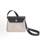 HERMES Herbag Zip 20 Silver buckle crossbody single-shoulder Bag 20 Unisex couple style beige Black